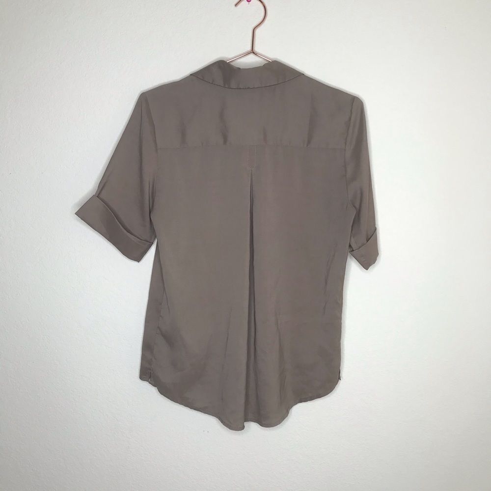 Express mocha‎ brown cuffed sleeve button down - Picture 6 of 7